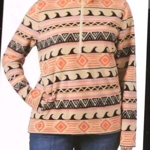 Womens O'Neill Multicolor Patterned Sweatshirt Cozy Fleece Hoodie